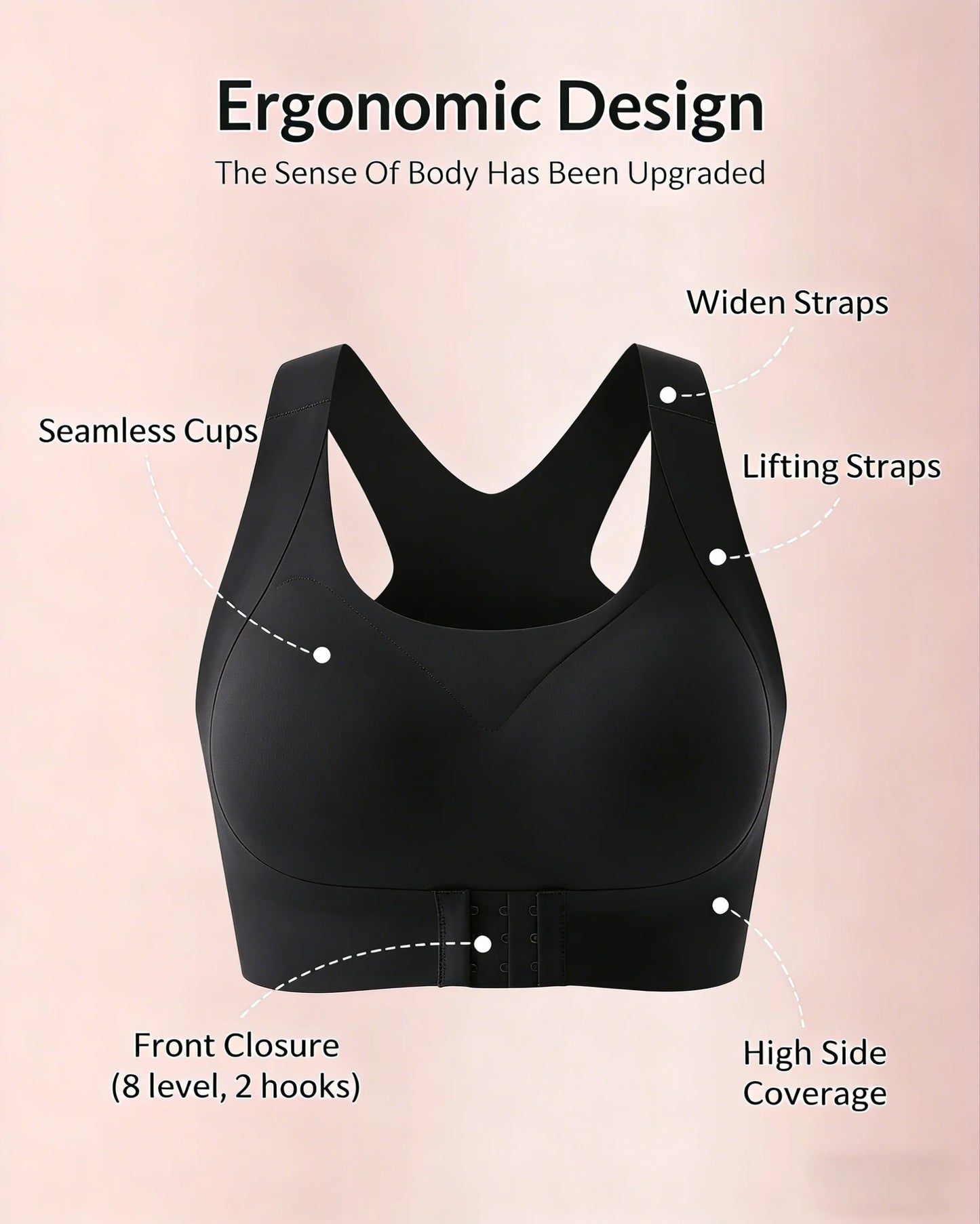 Front Closure Cross-Back Wireless Posture Bra