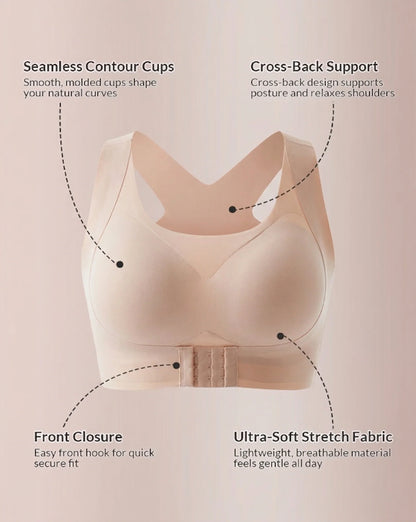 Front Closure Cross-Back Wireless Posture Bra