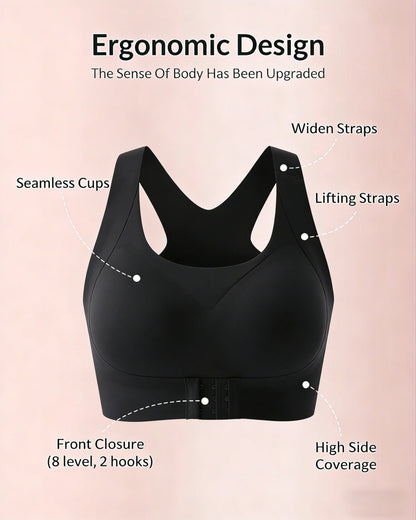 Front Closure Cross-Back Wireless Posture Bra