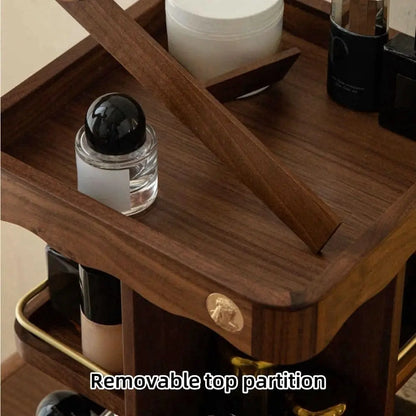 Rotating Bamboo Makeup Organizer