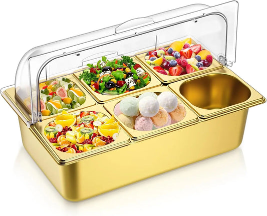 Countertop food display container with a transparent lid