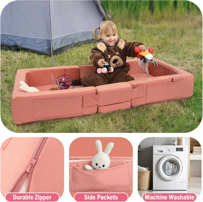 Portable, foldable foam floor mat bed, suitable for children ages 1–4; no assembly required; machine-washable cover