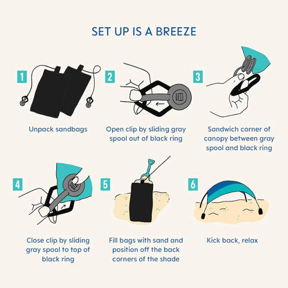 Summer Sunshade | Sets up in 3 minutes | Provides 150 square feet of shade, accommodating up to 8 people | Features wind-resistant stabilizers | UPF 50+ sun protection
