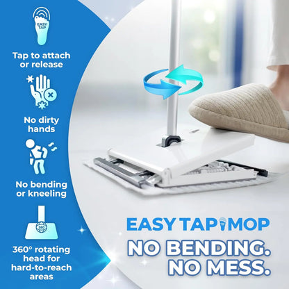 Hands-Free Flat Mop and Sweeper — Foot-Operated Locking System