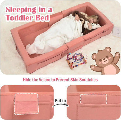 Portable, foldable foam floor mat bed, suitable for children ages 1–4; no assembly required; machine-washable cover