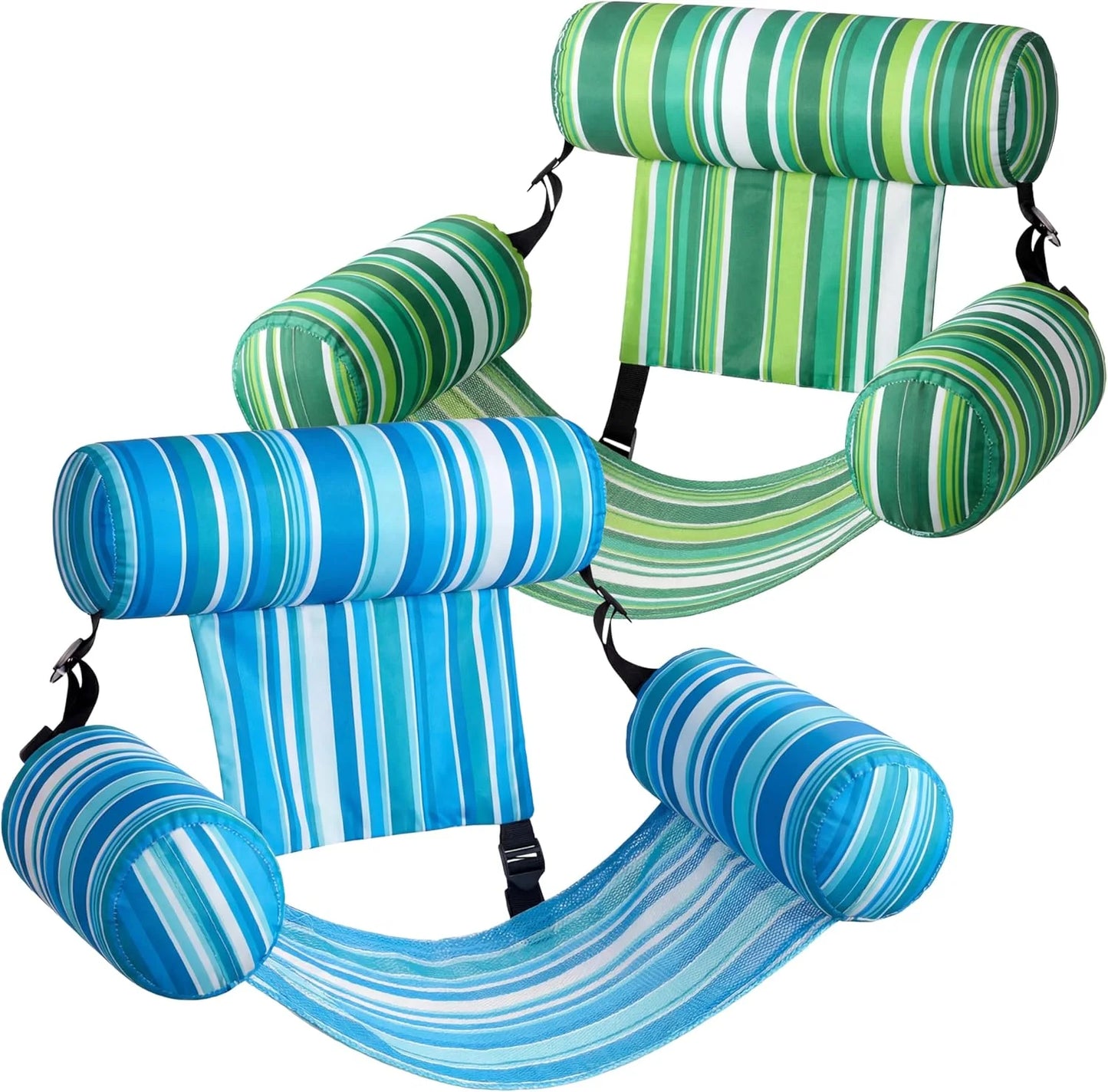 2-Pack Inflatable Pool Chairs - Premium Fabric & Cool Mesh 🌊☀️