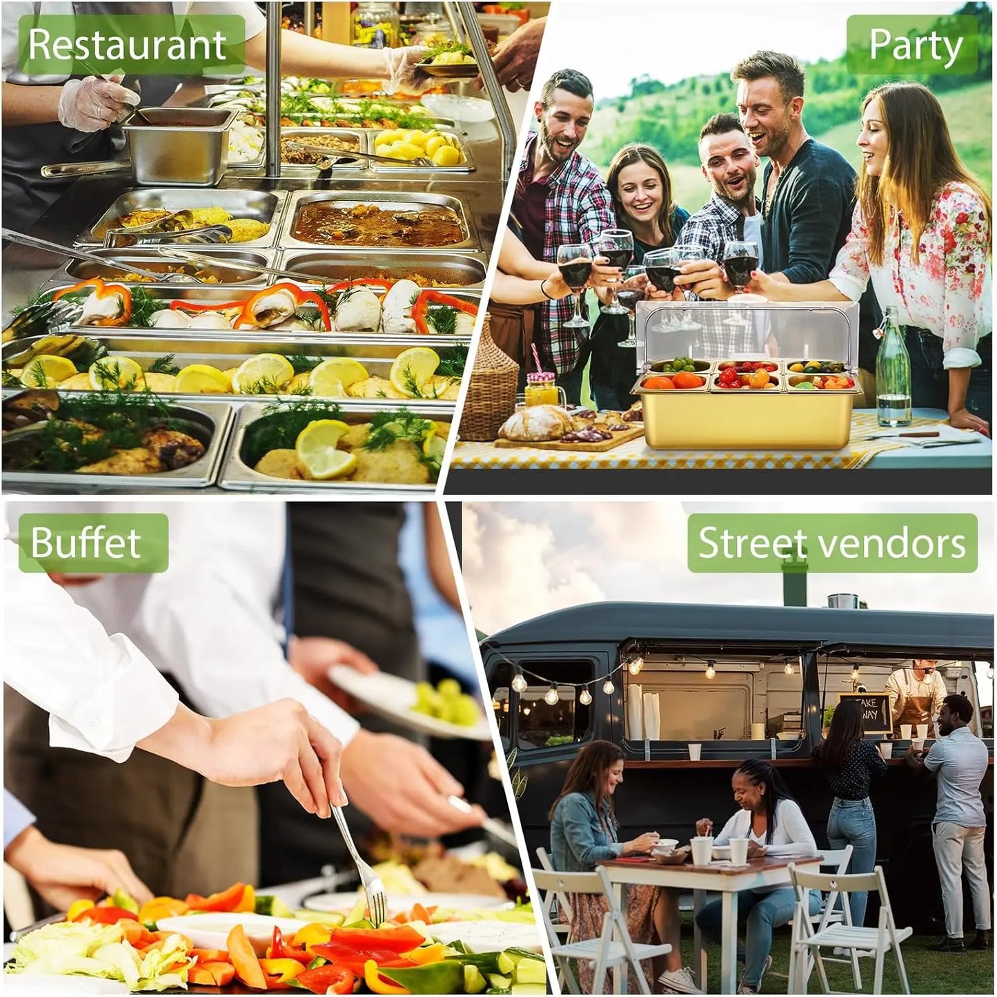 Countertop food display container with a transparent lid