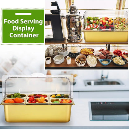 Countertop food display container with a transparent lid