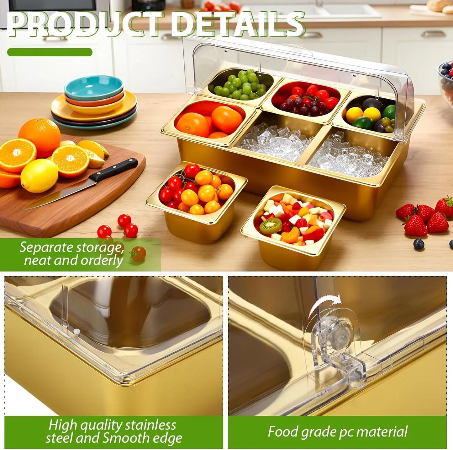 Countertop food display container with a transparent lid