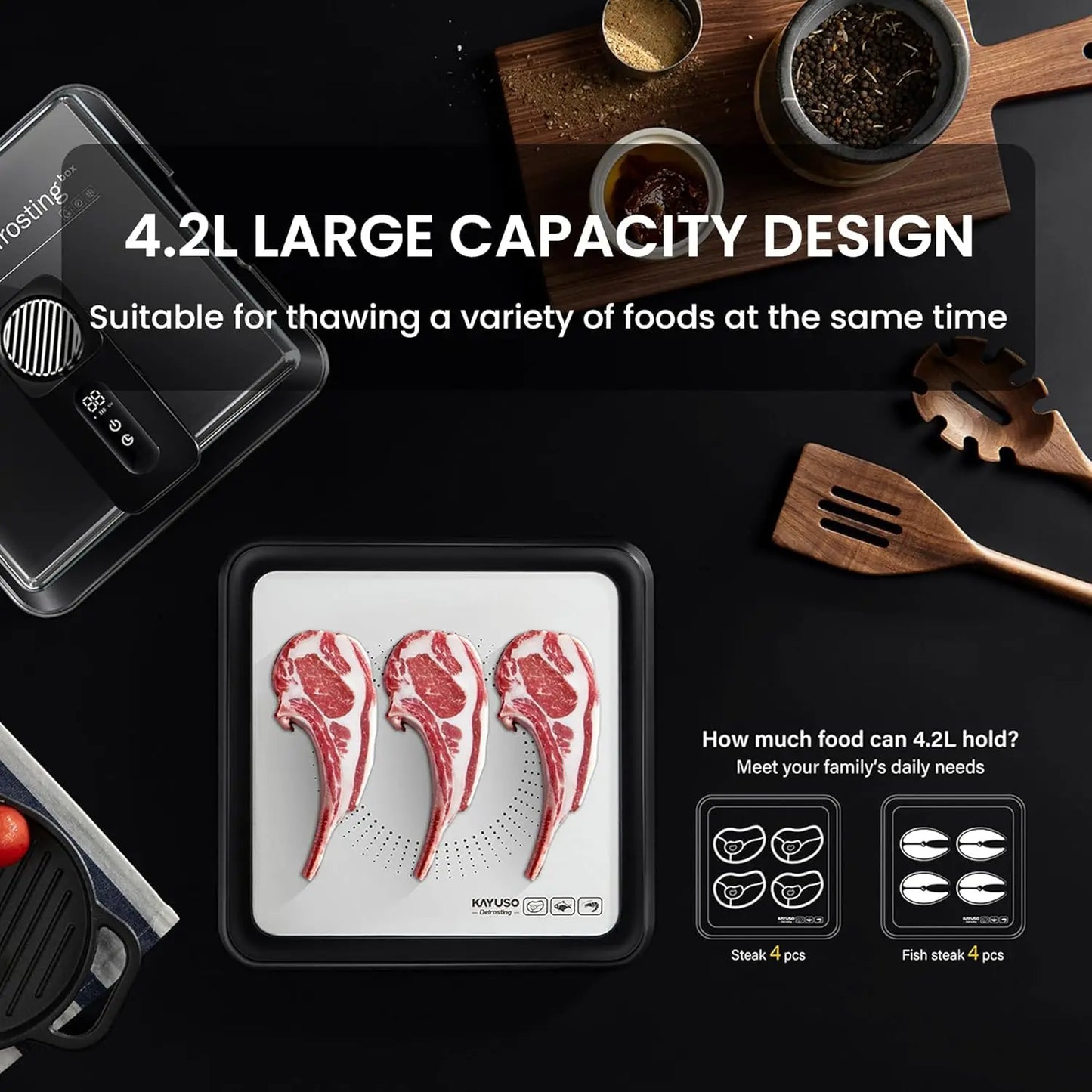 USB-Rechargeable Meat Defrosting Box with Lid