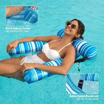 2-Pack Inflatable Pool Chairs - Premium Fabric & Cool Mesh 🌊☀️
