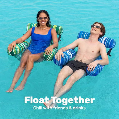 2-Pack Inflatable Pool Chairs - Premium Fabric & Cool Mesh 🌊☀️