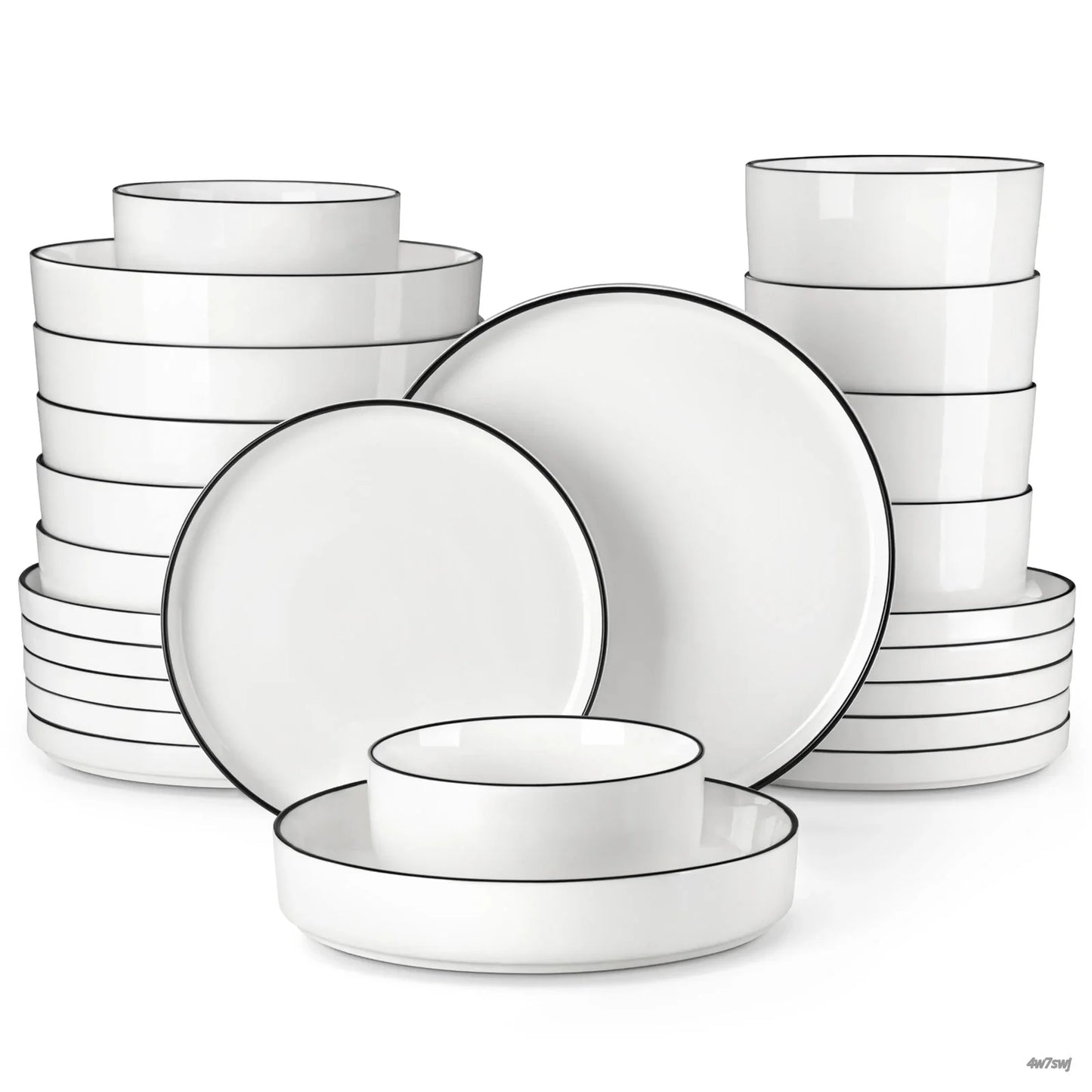 Porcelain Dinnerware Set for 4/6, Modern Plates and Bowls Set, Chip & Scratch Resistant Dishware, Microwave & Dishwasher Safe, Elegant Kitchen Dining Set, LEAH Series