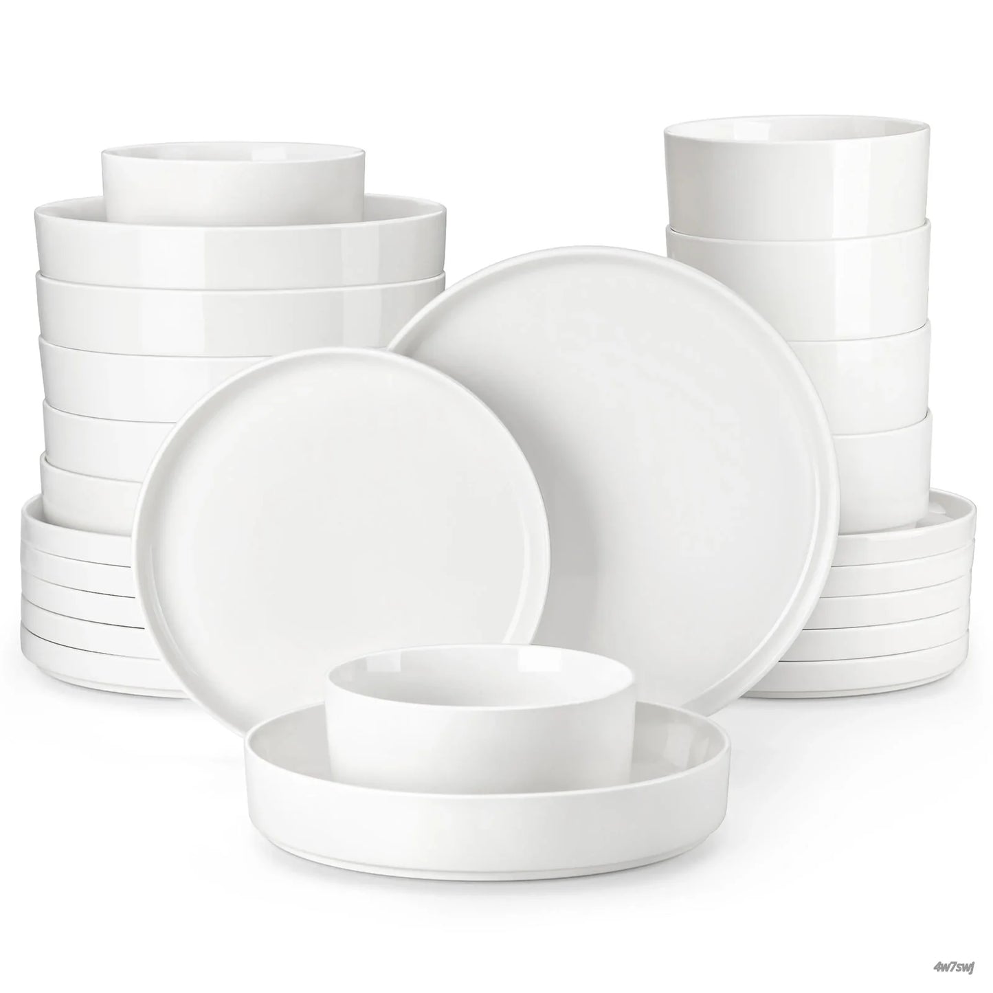 Porcelain Dinnerware Set for 4/6, Modern Plates and Bowls Set, Chip & Scratch Resistant Dishware, Microwave & Dishwasher Safe, Elegant Kitchen Dining Set, LEAH Series