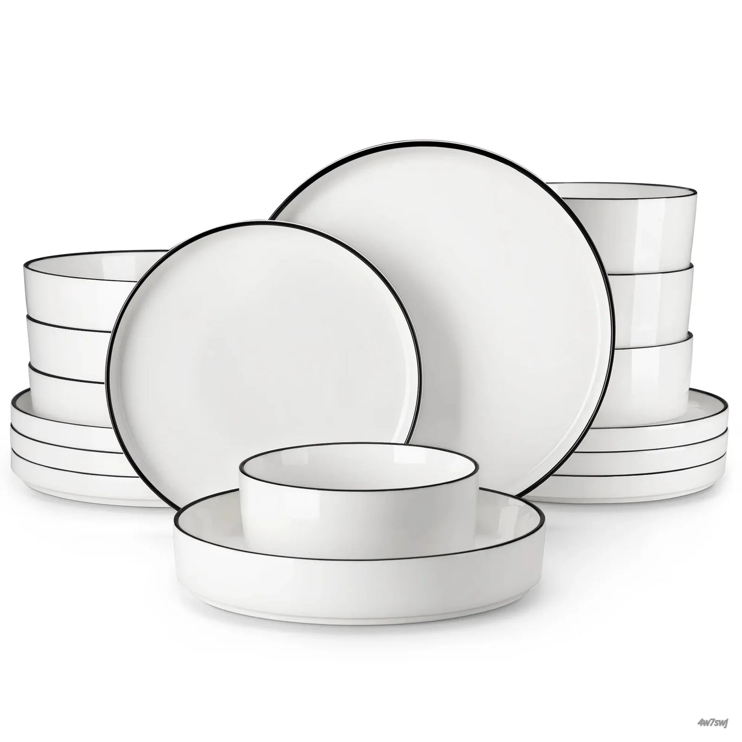 Porcelain Dinnerware Set for 4/6, Modern Plates and Bowls Set, Chip & Scratch Resistant Dishware, Microwave & Dishwasher Safe, Elegant Kitchen Dining Set, LEAH Series
