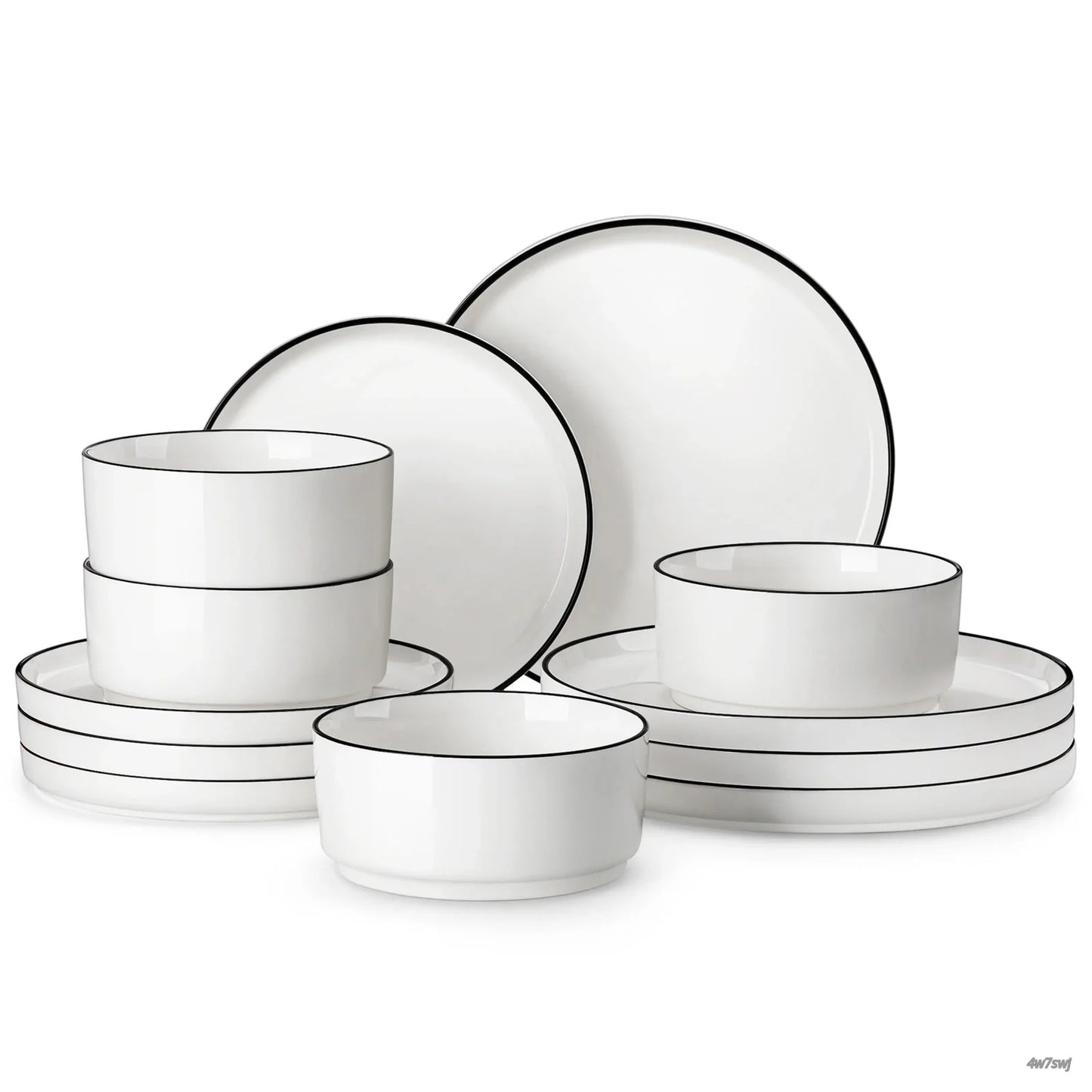 Porcelain Dinnerware Set for 4/6, Modern Plates and Bowls Set, Chip & Scratch Resistant Dishware, Microwave & Dishwasher Safe, Elegant Kitchen Dining Set, LEAH Series